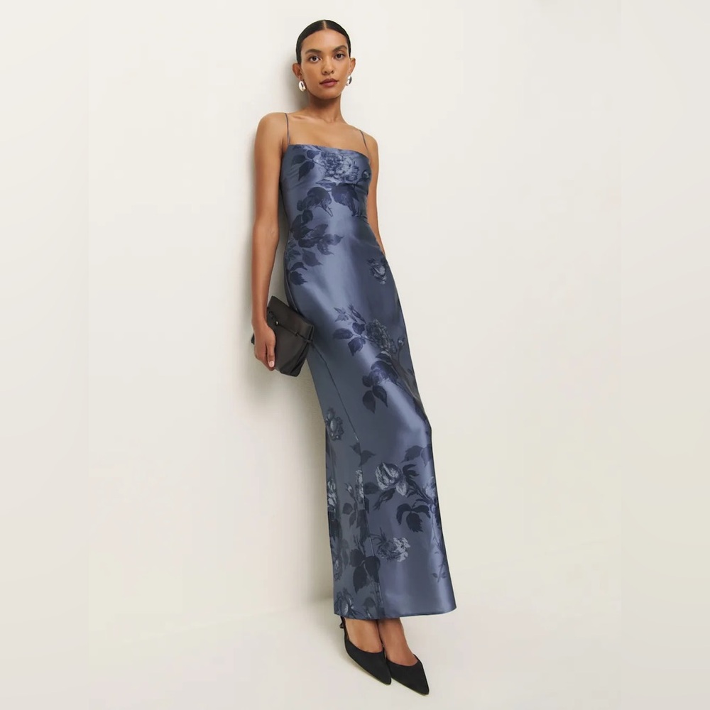 Reformation Frankie Silk Dress Trieste Border